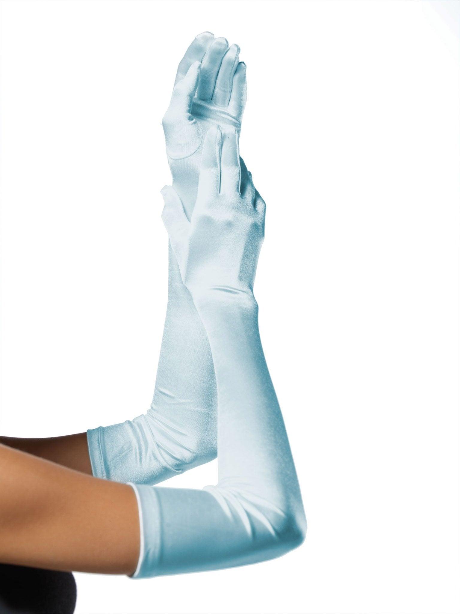 color_light blue | Leg Avenue Extra Long Opera Length Satin Gloves