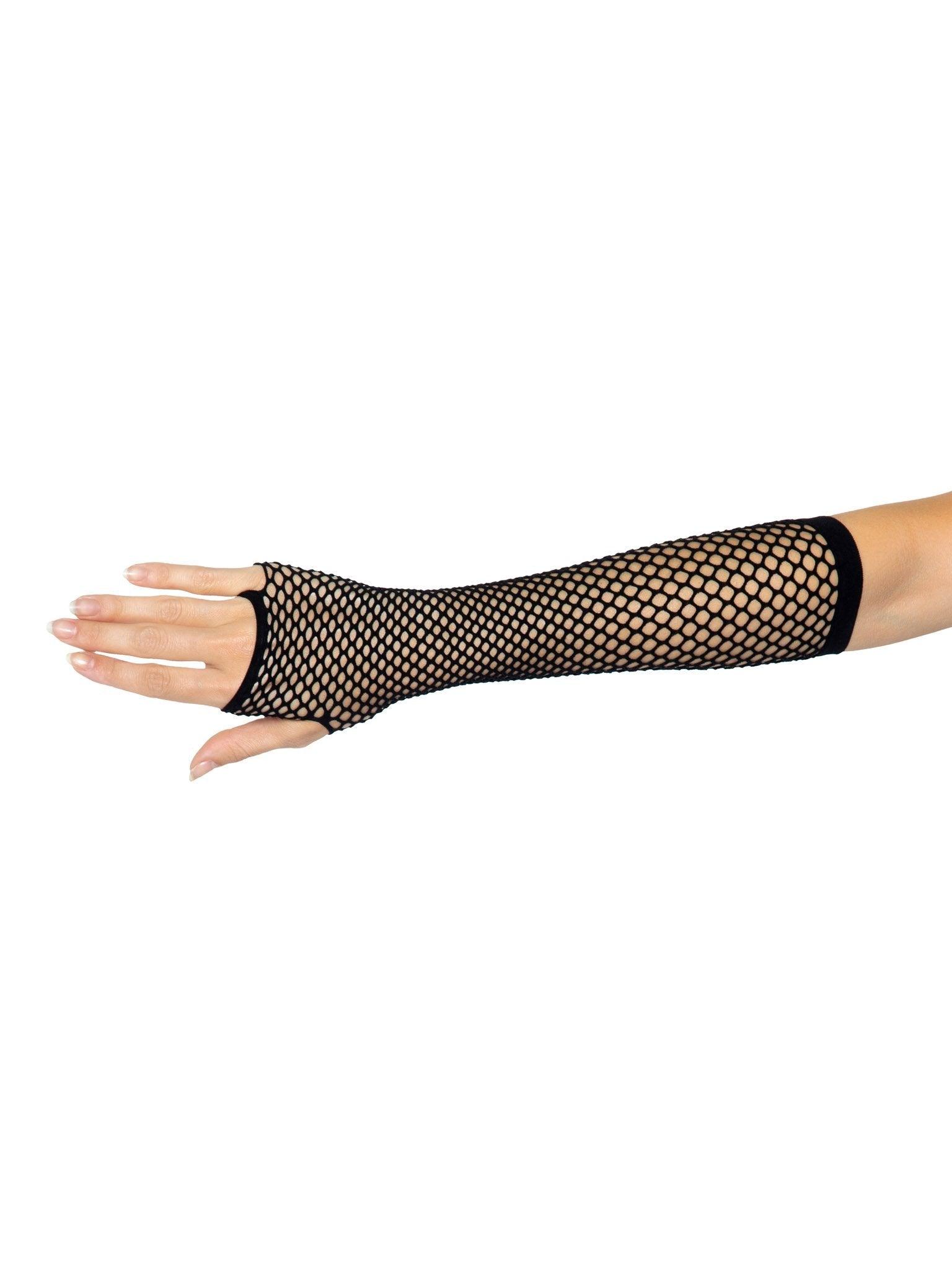 color_black | Leg Avenue Triangle Net Fingerless Arm Warmer Gloves
