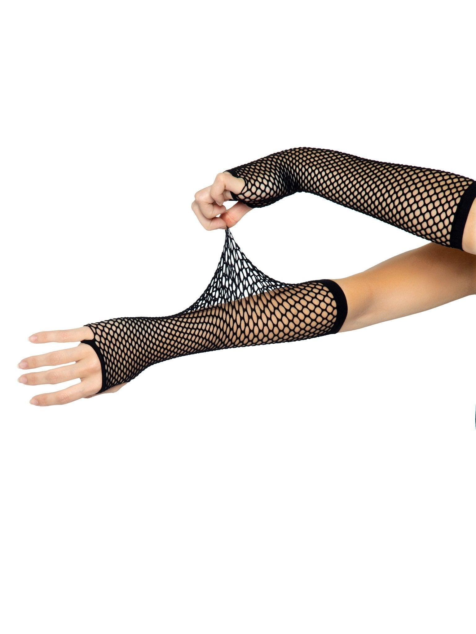 color_black | Leg Avenue Triangle Net Fingerless Arm Warmer Gloves