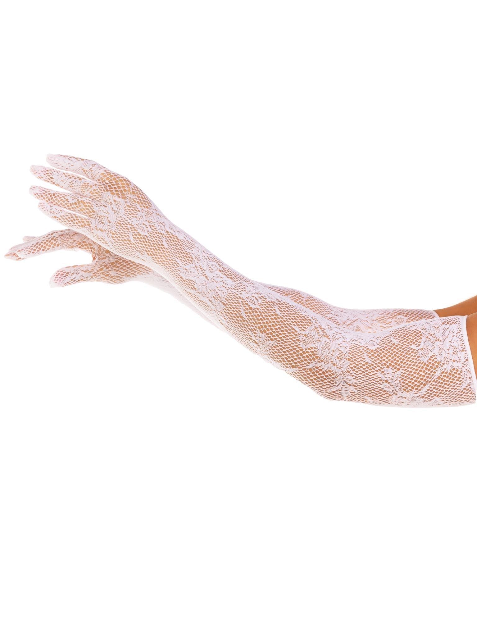 color_white | Leg Avenue Lace Opera Length Gloves