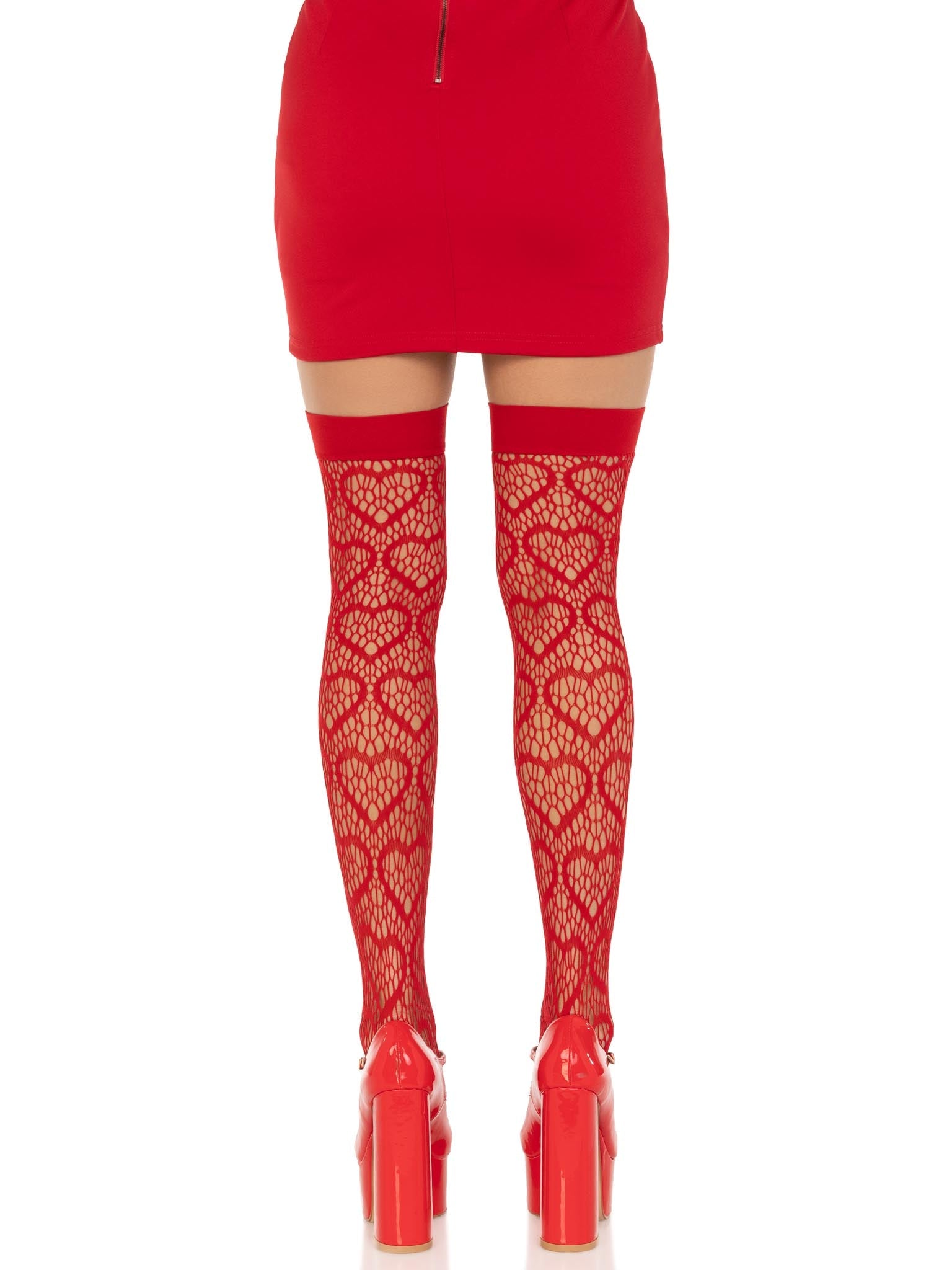 color_red | Leg Avenue Amore Heart Net Thigh Highs