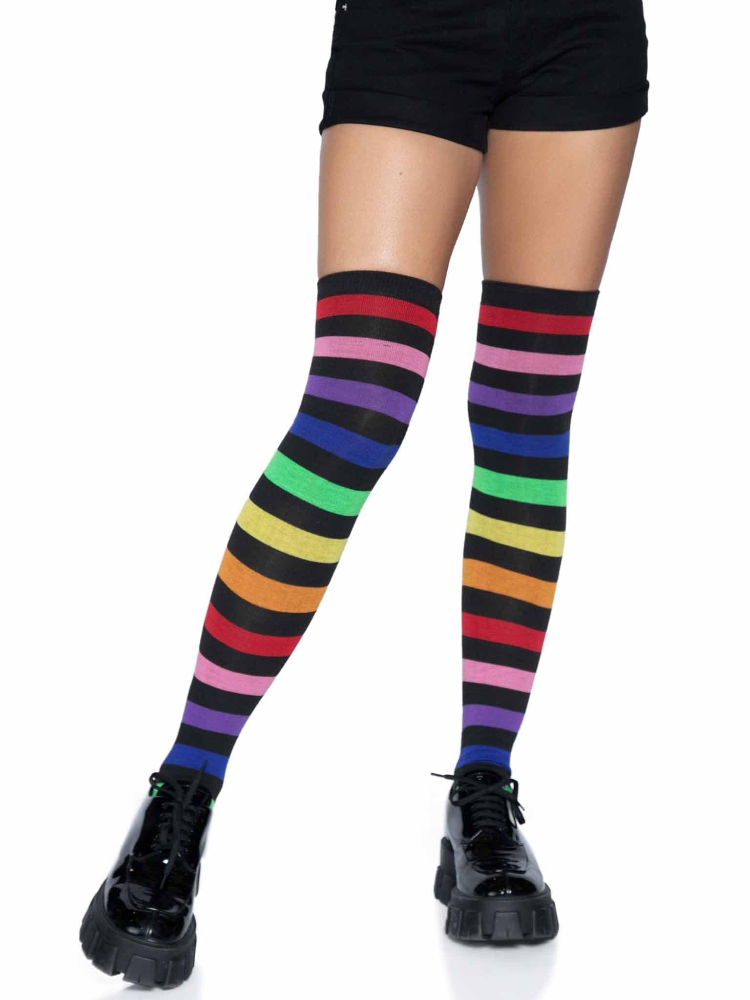 Leg Avenue Rainbow Striped Thigh Highs