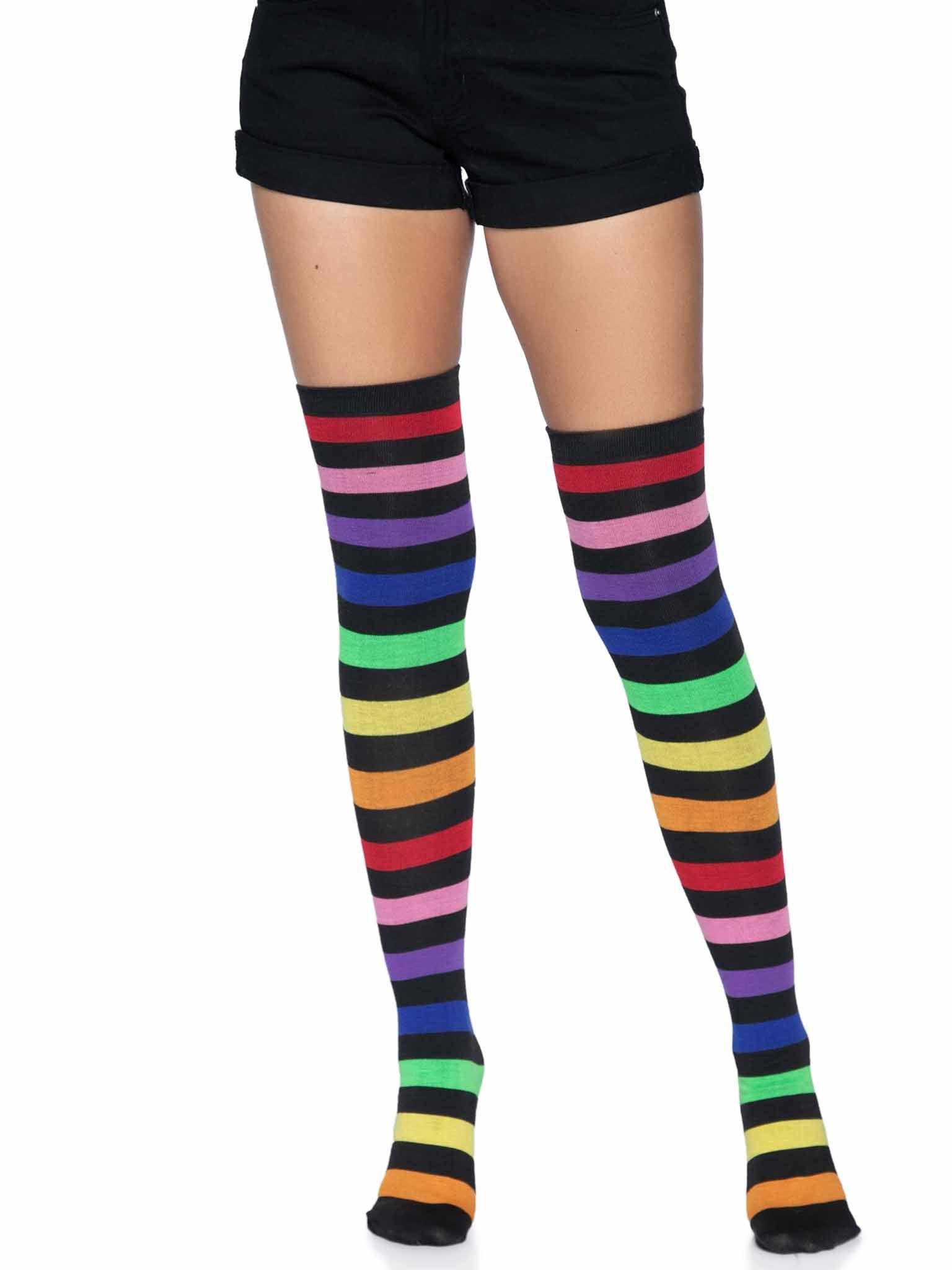 Leg Avenue Rainbow Striped Thigh Highs