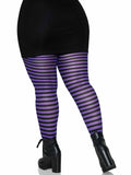color_Black/Purple | Leg Avenue Plus Jada Striped Women's Tights