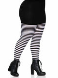 color_Black/White | Leg Avenue Plus Jada Striped Women's Tights