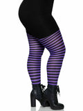 color_Black/Purple | Leg Avenue Plus Jada Striped Women's Tights