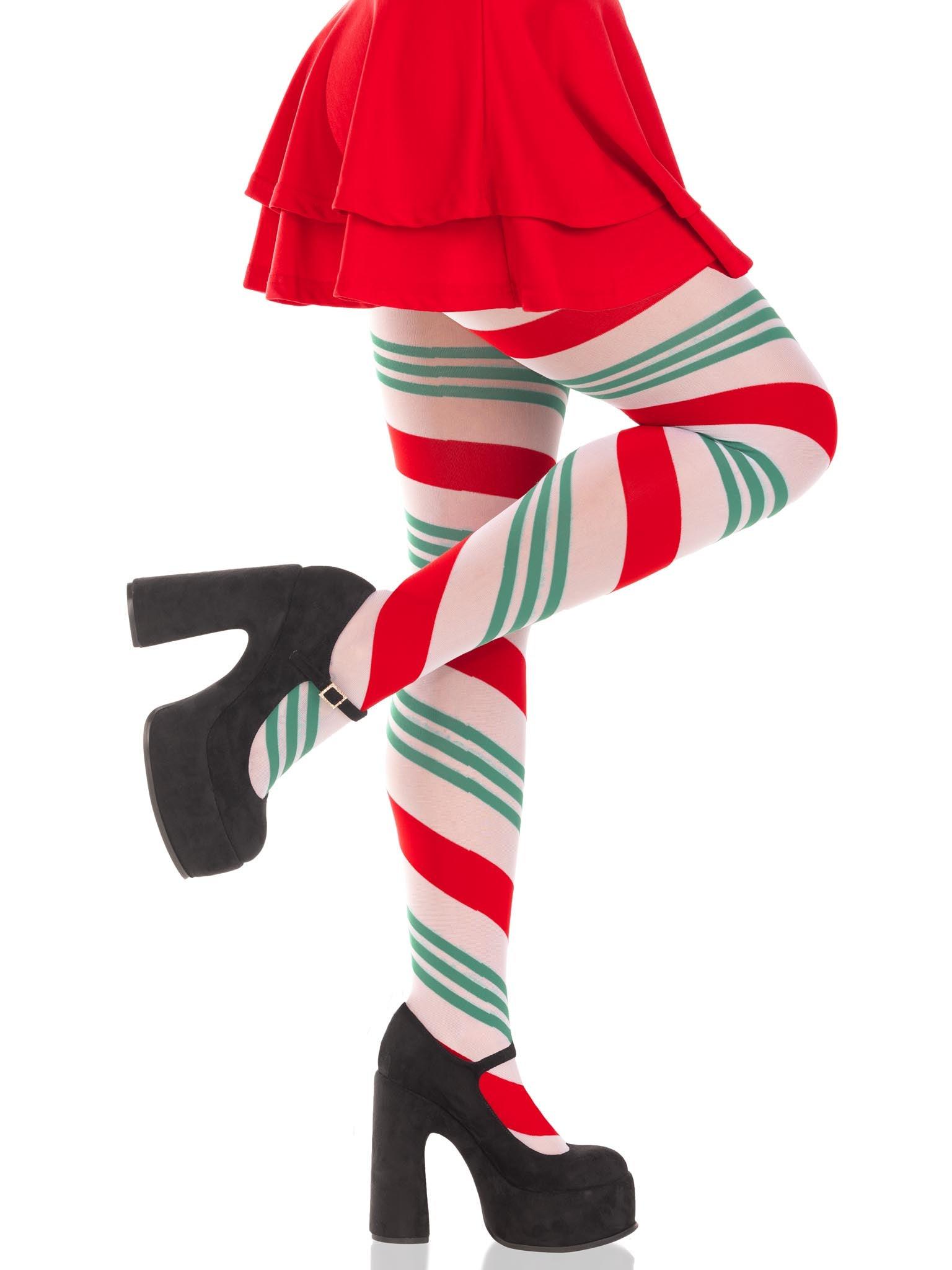 Leg Avenue Holiday Ribbon Striped Tights