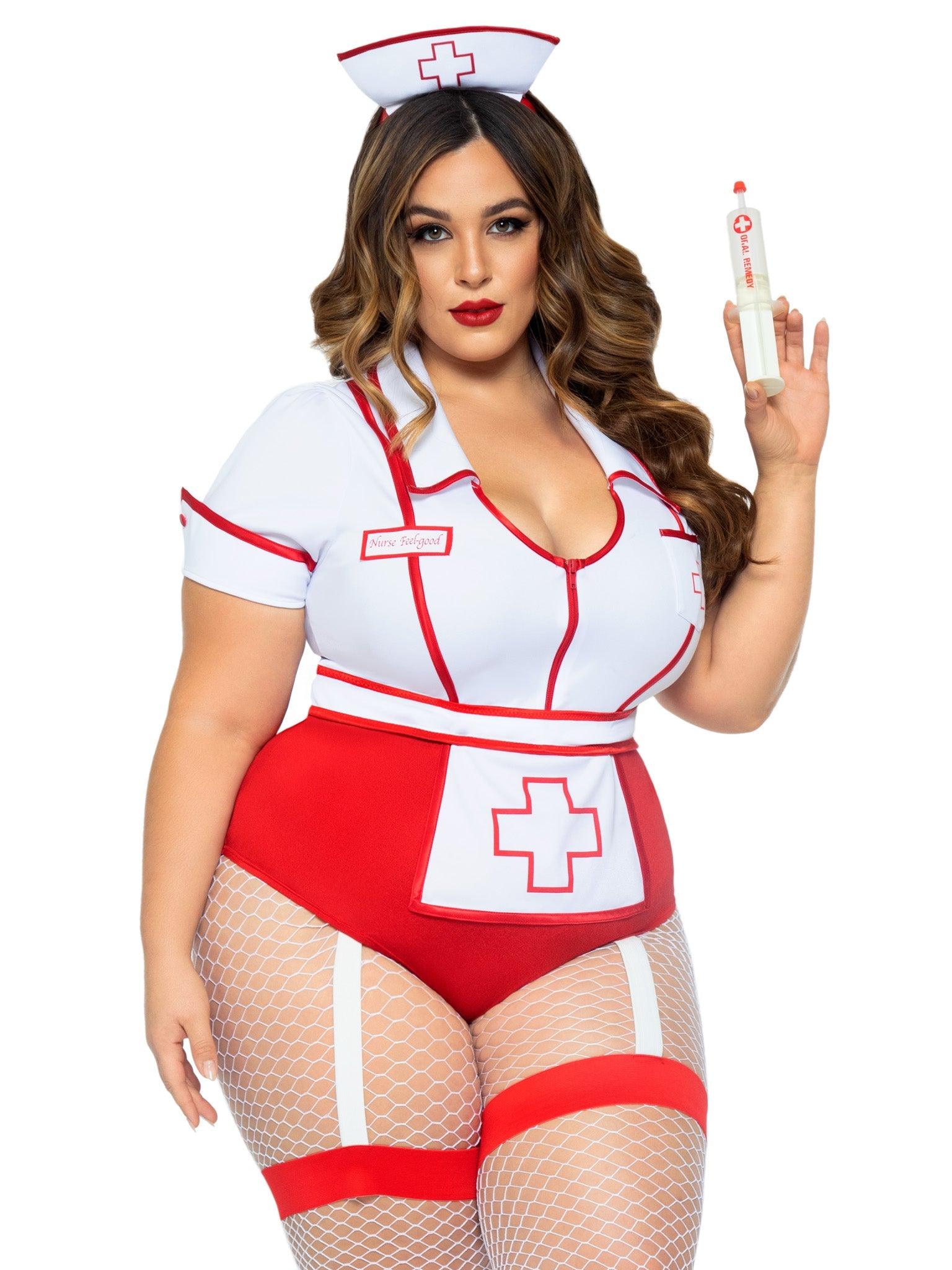 color_red/white | Leg Avenue Plus Nurse Feelgood Sexy Costume