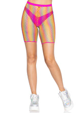 Ombre Rainbow Fishnet Biker Shorts