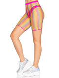 Ombre Rainbow Fishnet Biker Shorts