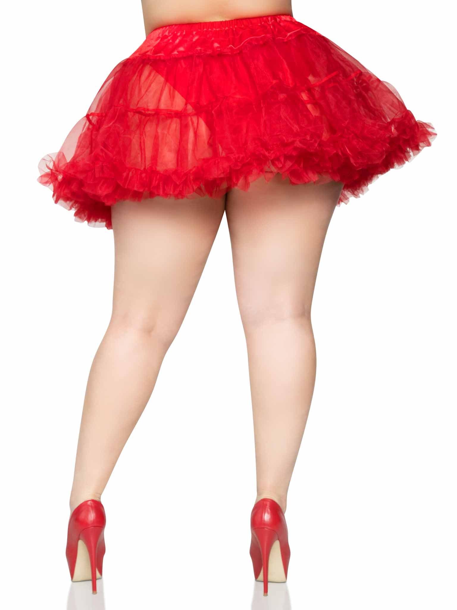 color_red | Leg Avenue Plus Size Layered Tulle Petticoat Costume Skirt