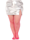 color_neon pink | Leg Avenue Plus Industrial Fishnet Tights
