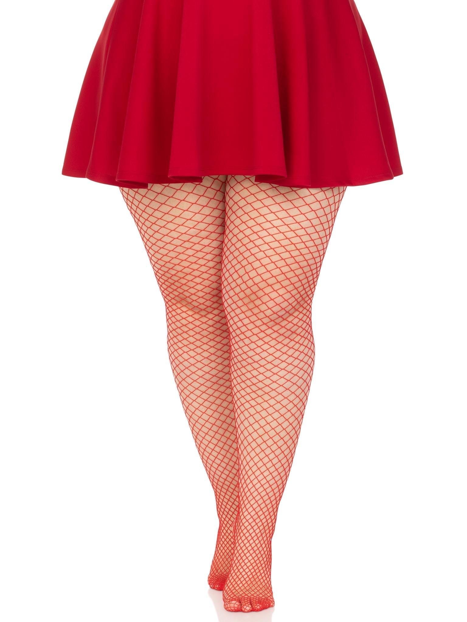 color_red | Plus Industrial Fishnet Tights