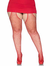 Leg Avenue Plus Size Rhinestone Fishnet Suspender Pantyhose