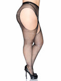 Leg Avenue Plus Size Rhinestone Fishnet Suspender Pantyhose