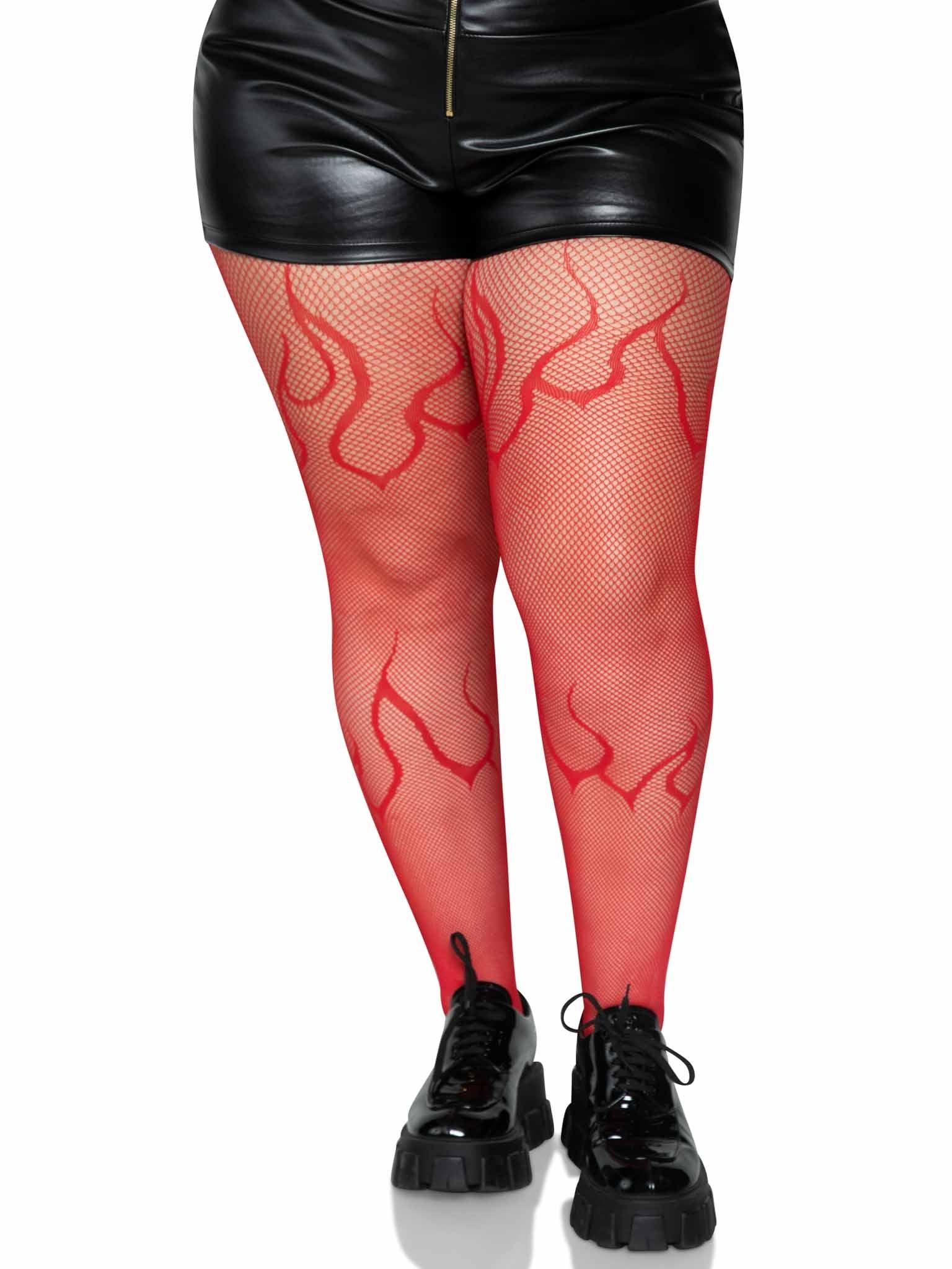 Leg Avenue Plus Size Flame Fishet Tights