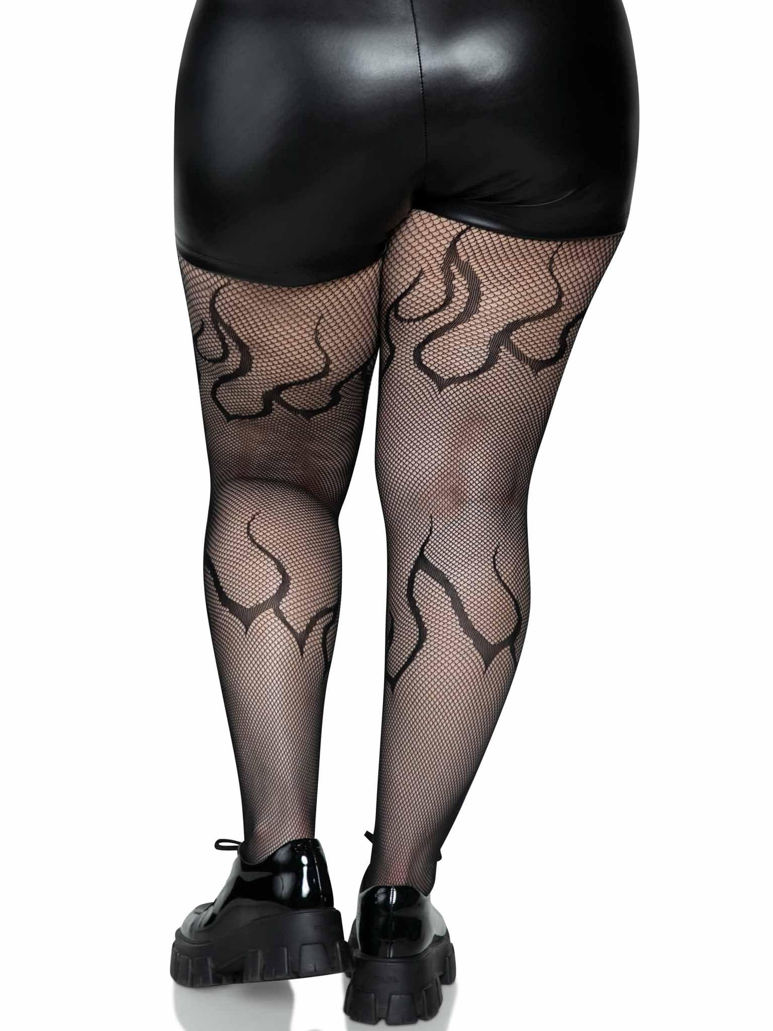 Leg Avenue Plus Size Flame Fishet Tights