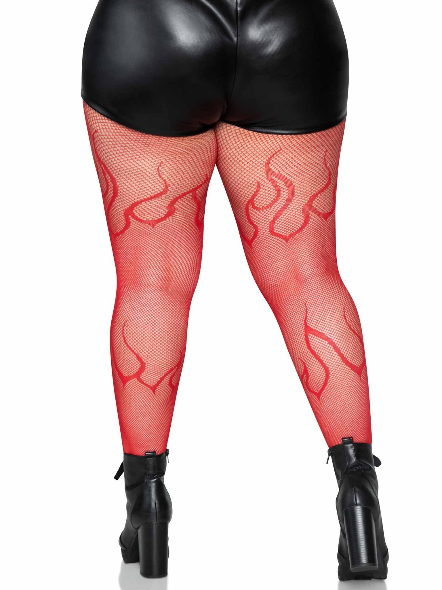 Leg Avenue Plus Size Flame Fishet Tights