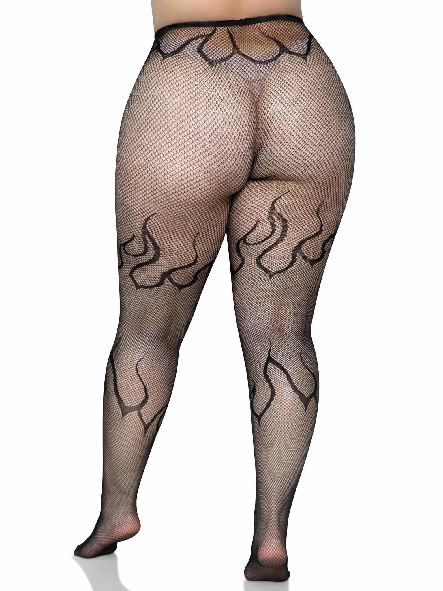 Leg Avenue Plus Size Flame Fishet Tights