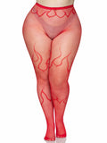 Leg Avenue Plus Size Flame Fishet Tights