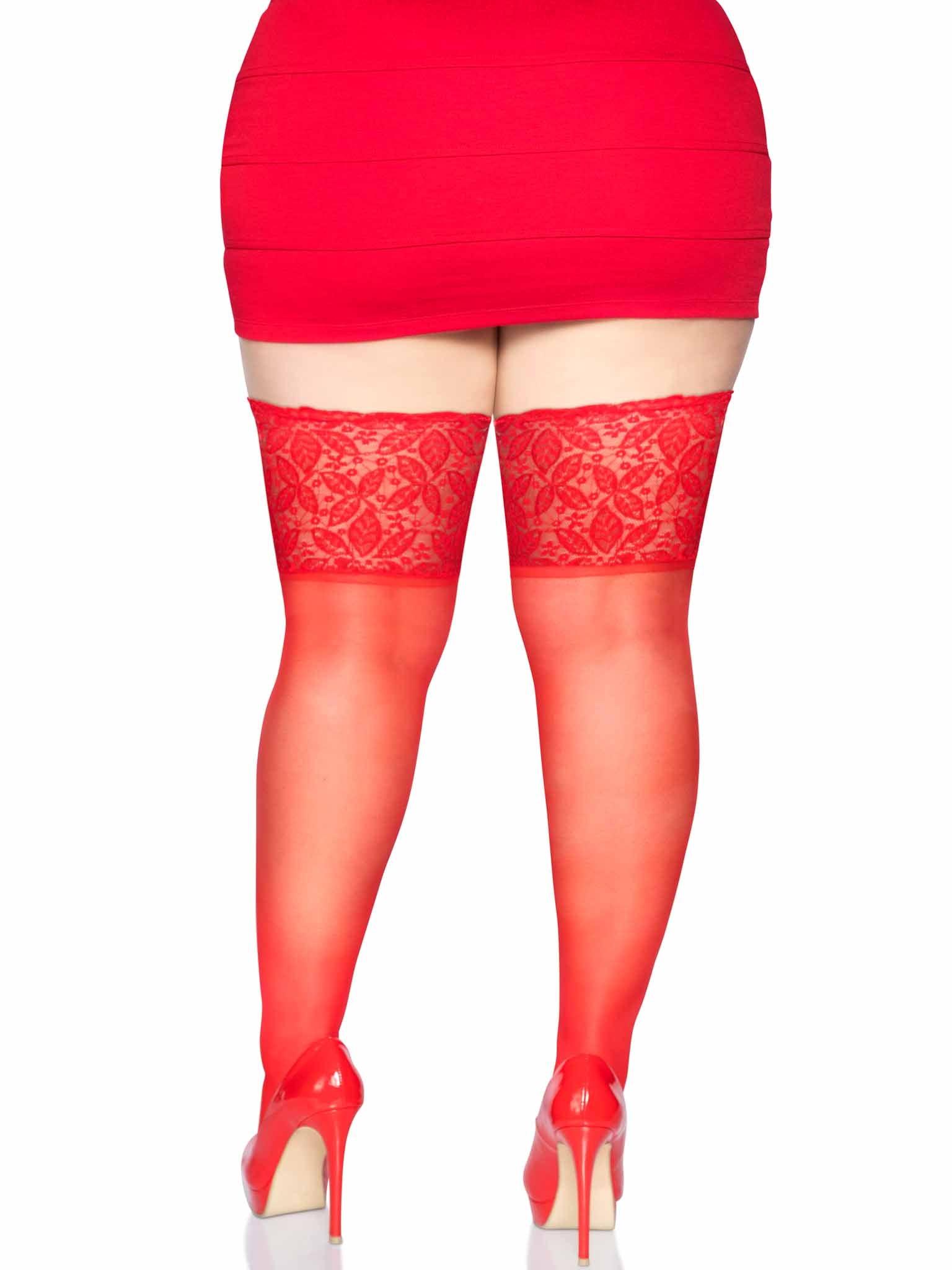color_red | Leg Avenue Clara Plus Thigh High Stockings
