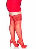 color_red | Leg Avenue Clara Plus Thigh High Stockings