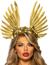 Floral and Feather Golden Goddess Headband