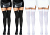 Leg Avenue Over The Knee Opaque Thigh High Stockings, 4 Pairs, Black and White