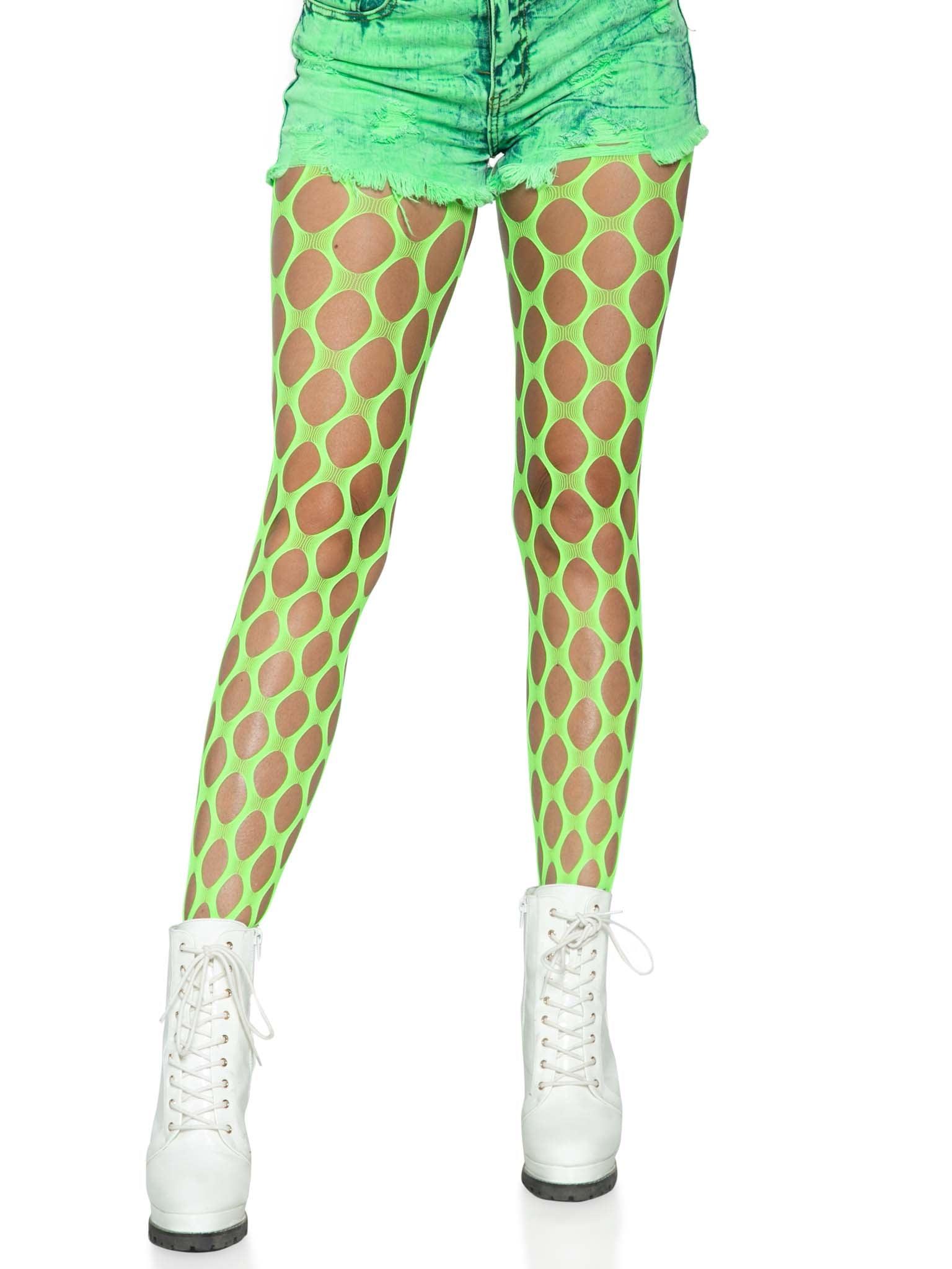 color_neon green | Leg Avenue Ivy Pothole Net Tights