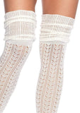 color_ivory | Leg Avenue Serena Pointelle Knee Scrunch Socks