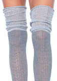 color_grey | Leg Avenue Serena Pointelle Knee Scrunch Socks