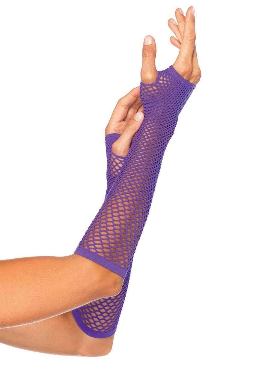 color_neon purple | Leg Avenue Triangle Net Fingerless Arm Warmer Gloves