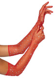 Rhinestone Fishnet Opera Length Gloves