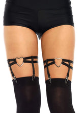 Dual Strap Elastic Thigh High Heart Garter Suspender
