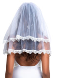 Lace Trimmed Bridal Veil Costume Head Piece
