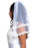 Lace Trimmed Bridal Veil Costume Head Piece