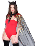 Sheer Glitter Flame Devil Cape and Horns Costume Set