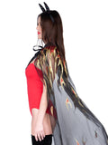 Sheer Glitter Flame Devil Cape and Horns Costume Set