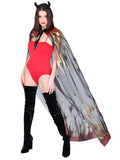 Sheer Glitter Flame Devil Cape and Horns Costume Set