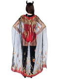 Sheer Glitter Flame Devil Cape and Horns Costume Set
