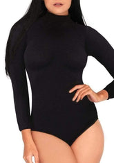 High Neck 3/4 Sleeve Bodysuit with Snap Crotch
