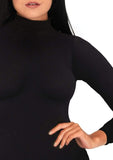 High Neck 3/4 Sleeve Bodysuit with Snap Crotch