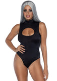 High Neck Spandex Keyhole Bodysuit With Zipper
