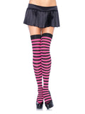 Nylon Striped Thigh High Stockings