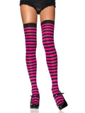 Nylon Striped Thigh High Stockings