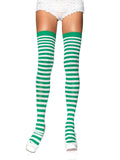 Nylon Striped Thigh High Stockings