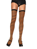 Nylon Striped Thigh High Stockings