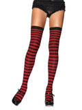 Nylon Striped Thigh High Stockings