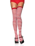 Nylon Striped Thigh High Stockings
