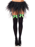 Opaque Thigh High Stockings With Satin Bow Accents